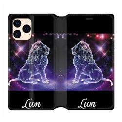 housse Cuir Portefeuille Pour Iphone 12 Mini Signe Zodiaque 2 Lion