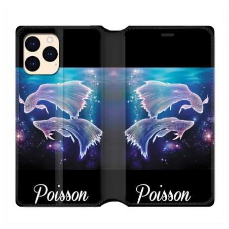 housse Cuir Portefeuille Pour Iphone 12 Mini Signe Zodiaque 2 Poisson