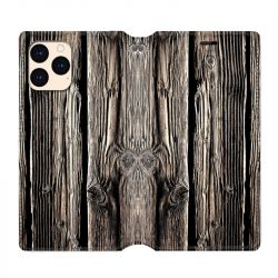 housse Cuir Portefeuille Pour Iphone 12 Mini Texture Bois