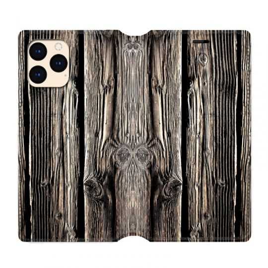 housse Cuir Portefeuille Pour Iphone 12 Mini Texture Bois