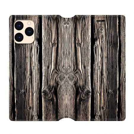 housse Cuir Portefeuille Pour Iphone 12 Mini Texture Bois