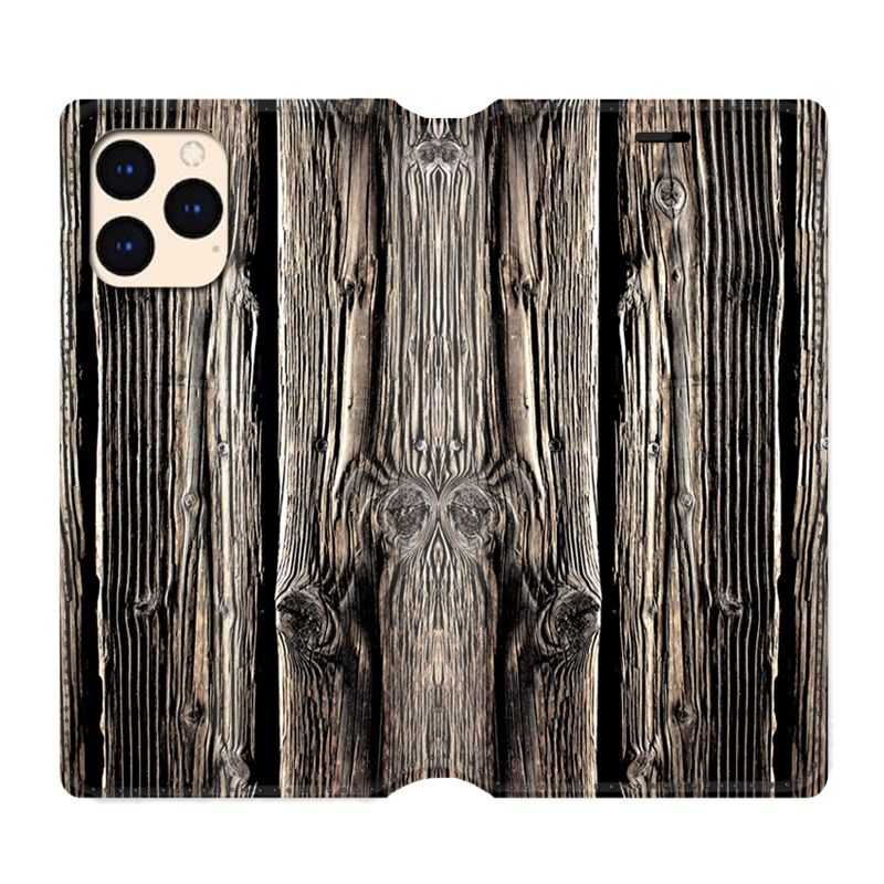 housse Cuir Portefeuille Pour Iphone 12 Mini Texture Bois