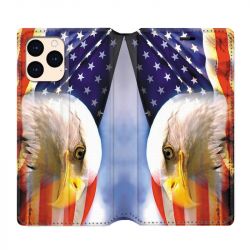 housse Cuir Portefeuille Pour Iphone 12 Mini Amerique USA Aigle