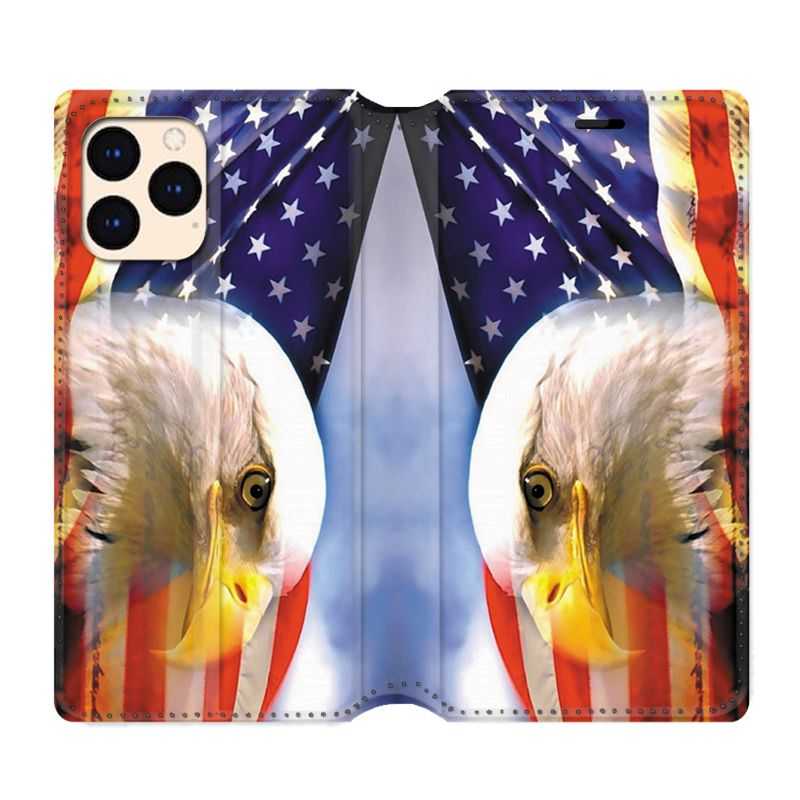 housse Cuir Portefeuille Pour Iphone 12 Mini Amerique USA Aigle