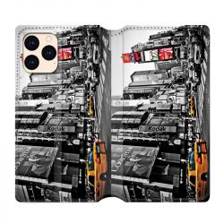 housse Cuir Portefeuille Pour Iphone 12 Mini Amerique USA New York Taxi