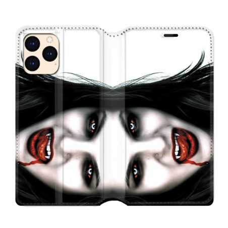 housse Cuir Portefeuille Pour Iphone 12 Mini Vampire Blanc
