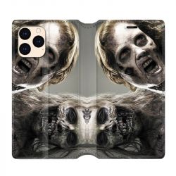 housse Cuir Portefeuille Pour Iphone 12 Mini Zombie Blanc