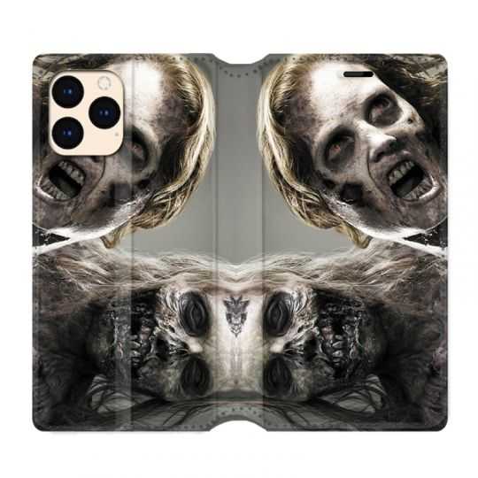 housse Cuir Portefeuille Pour Iphone 12 Mini Zombie Blanc