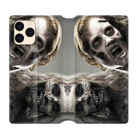 housse Cuir Portefeuille Pour Iphone 12 Mini Zombie Blanc