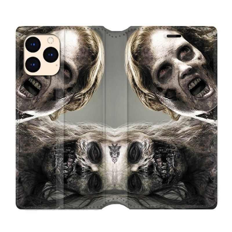 housse Cuir Portefeuille Pour Iphone 12 Mini Zombie Blanc