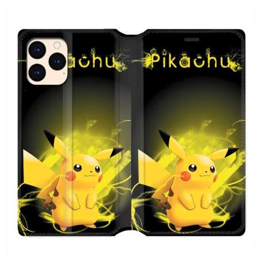 Housse Cuir Portefeuille Pour Iphone 12 Mini Pokemon Pikachu EclAir
