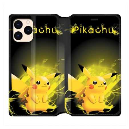 Housse Cuir Portefeuille Pour Iphone 12 Mini Pokemon Pikachu EclAir