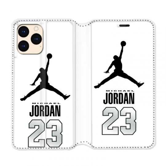 Housse Cuir Portefeuille Pour Iphone 12 Mini Jordan 23 Blanc