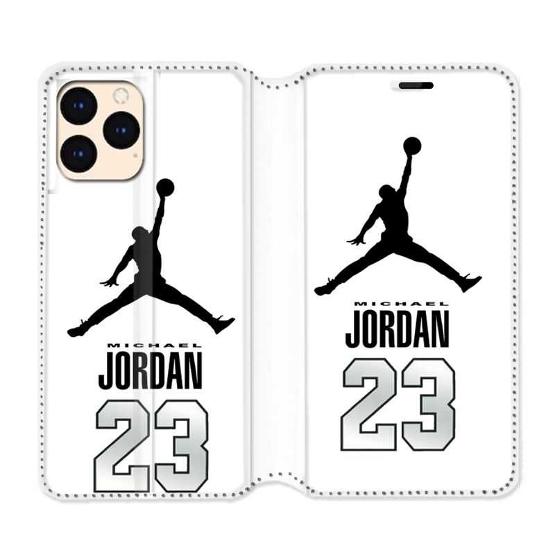 Housse Cuir Portefeuille Pour Iphone 12 Mini Jordan 23 Blanc