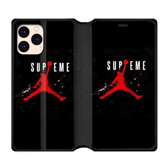 Housse Cuir Portefeuille Pour Iphone 12 Mini Jordan Supreme Noir