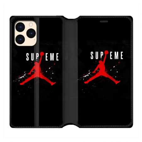 Housse Cuir Portefeuille Pour Iphone 12 Mini Jordan Supreme Noir
