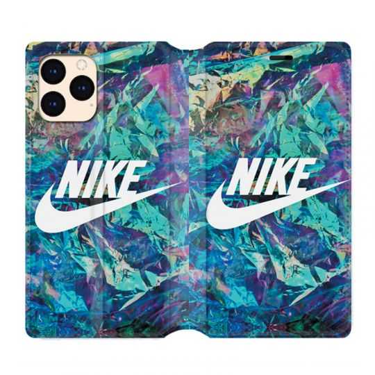 Housse Cuir Portefeuille Pour Iphone 12 Mini Nike Turquoise
