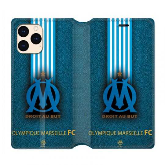 Housse Cuir Portefeuille Pour Iphone 12 Mini Olympique Marseille OM Bande