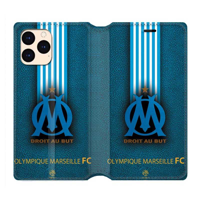 Housse Cuir Portefeuille Pour Iphone 12 Mini Olympique Marseille OM Bande