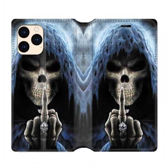 housse Cuir Portefeuille Pour Iphone 12 Mini Tete De Mort Doigt