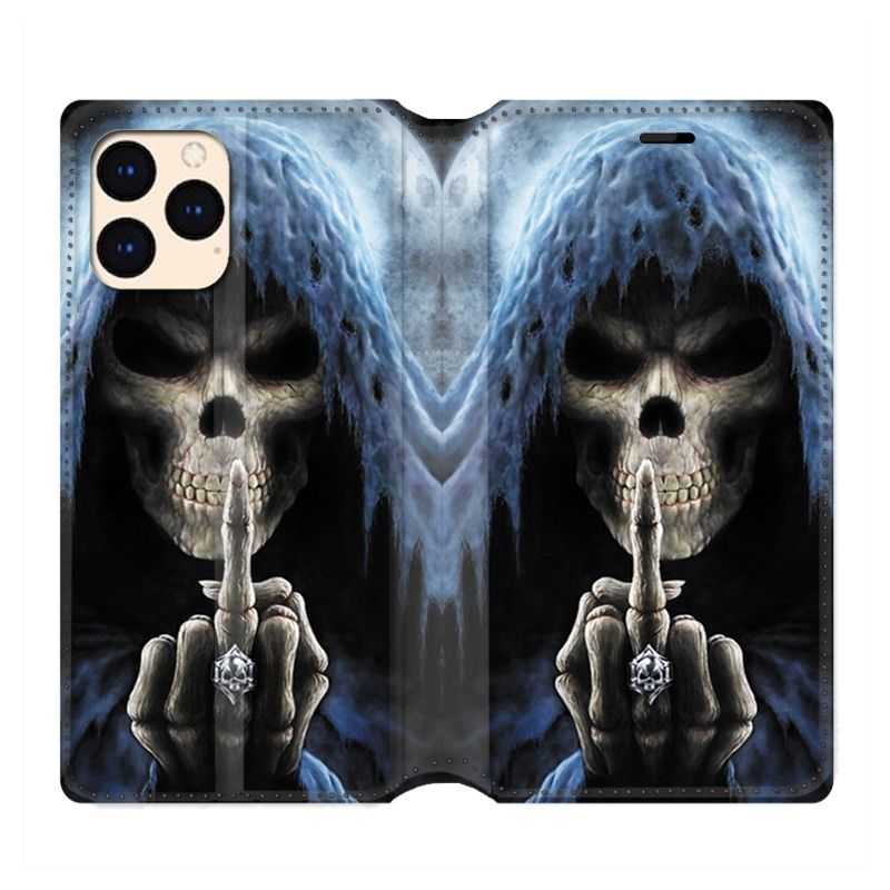 housse Cuir Portefeuille Pour Iphone 12 Mini Tete De Mort Doigt