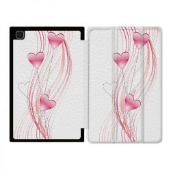 Housse Smart Cover Pour Samsung Galaxy Tab A7 (10.4) Coeur Rose Montant sur Blanc