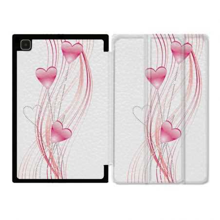 Housse Smart Cover Pour Samsung Galaxy Tab A7 (10.4) Coeur Rose Montant sur Blanc
