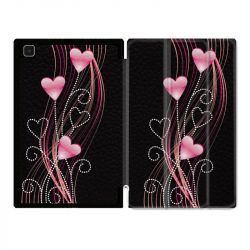 Housse Smart Cover Pour Samsung Galaxy Tab A7 (10.4) Coeur Rose Montant sur Noir