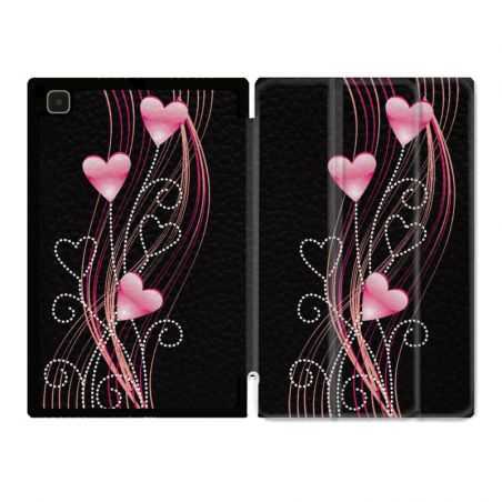 Housse Smart Cover Pour Samsung Galaxy Tab A7 (10.4) Coeur Rose Montant sur Noir