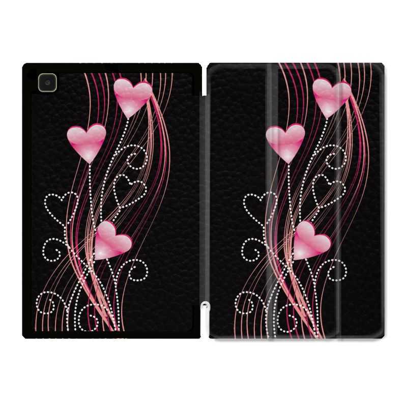 Housse Smart Cover Pour Samsung Galaxy Tab A7 (10.4) Coeur Rose Montant sur Noir
