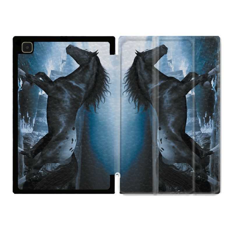 Housse Smart Cover Pour Samsung Galaxy Tab A7 (10.4) Cheval Noir