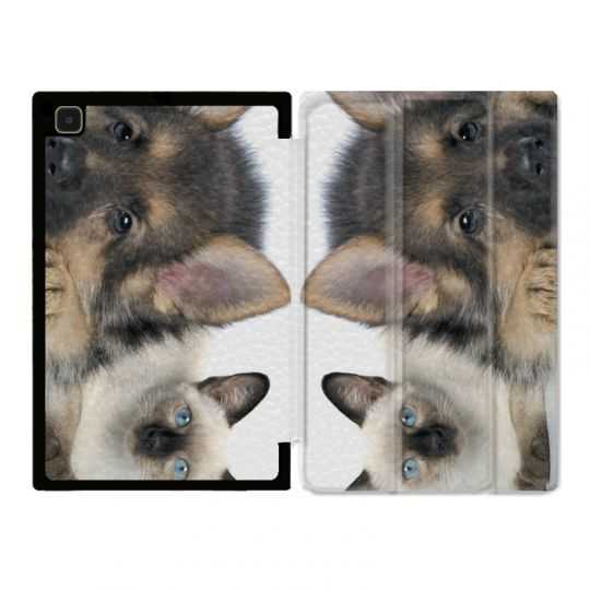 Housse Smart Cover Pour Samsung Galaxy Tab A7 (10.4) Chien vs Chat