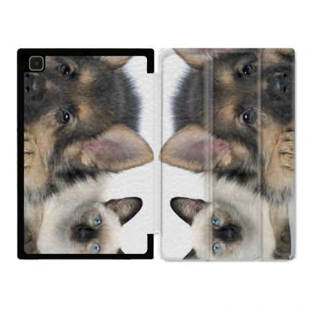 Housse Smart Cover Pour Samsung Galaxy Tab A7 (10.4) Chien vs Chat