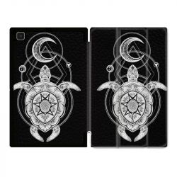 Housse Smart Cover Pour Samsung Galaxy Tab A7 (10.4) Animaux Maori Tortue Noir