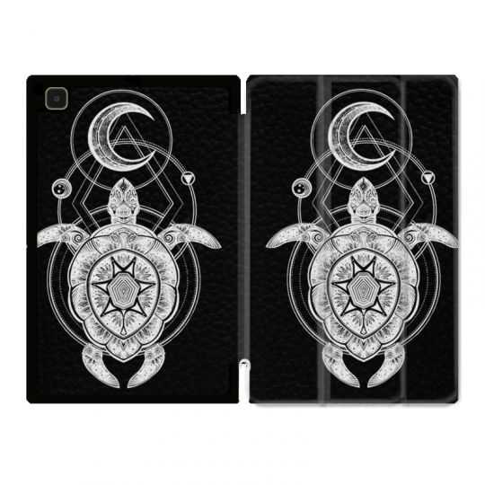 Housse Smart Cover Pour Samsung Galaxy Tab A7 (10.4) Animaux Maori Tortue Noir