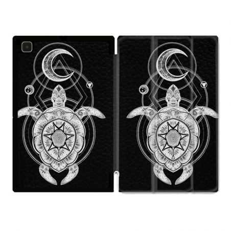Housse Smart Cover Pour Samsung Galaxy Tab A7 (10.4) Animaux Maori Tortue Noir