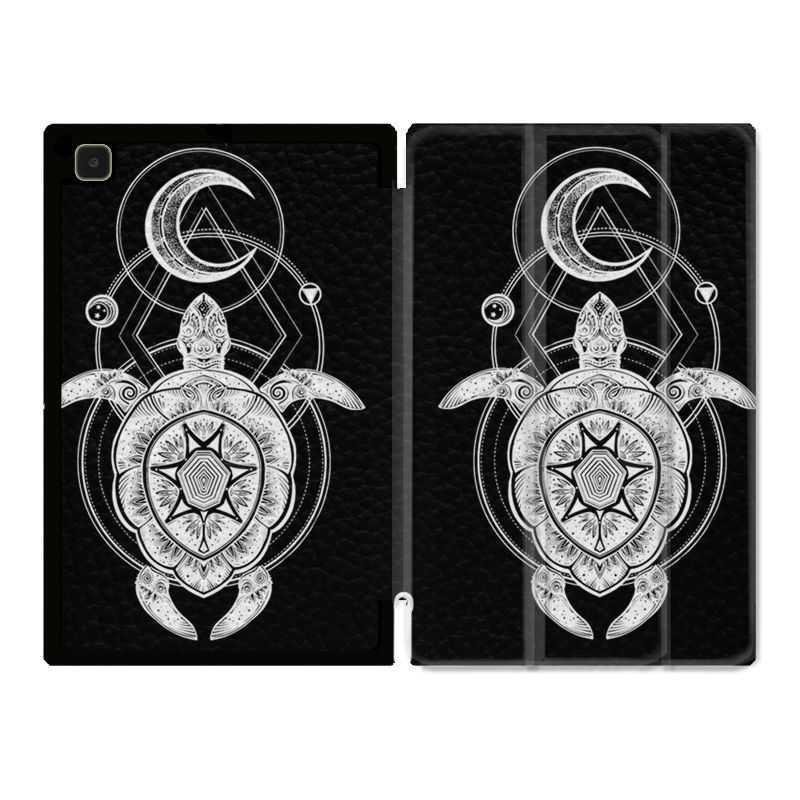 Housse Smart Cover Pour Samsung Galaxy Tab A7 (10.4) Animaux Maori Tortue Noir