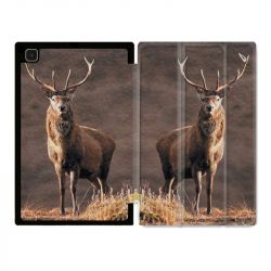 Housse Smart Cover Pour Samsung Galaxy Tab A7 (10.4) Chasse Chevreuil Blanc