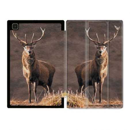 Housse Smart Cover Pour Samsung Galaxy Tab A7 (10.4) Chasse Chevreuil Blanc
