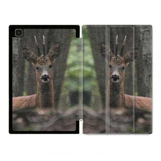Housse Smart Cover Pour Samsung Galaxy Tab A7 (10.4) Chasse Chevreuil Bois