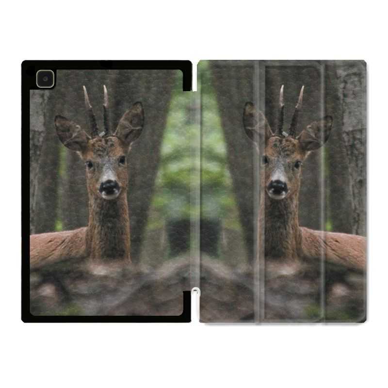 Housse Smart Cover Pour Samsung Galaxy Tab A7 (10.4) Chasse Chevreuil Bois
