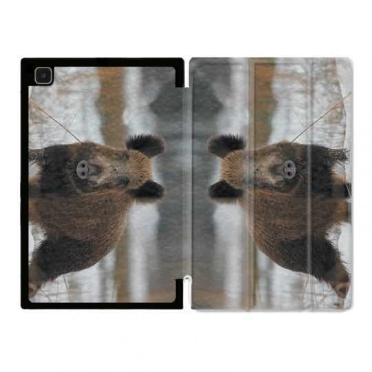 Housse Smart Cover Pour Samsung Galaxy Tab A7 (10.4) Chasse Sanglier Neige