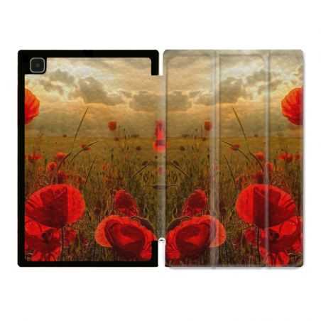 Housse Smart Cover Pour Samsung Galaxy Tab A7 (10.4) Fleur Coquelicot