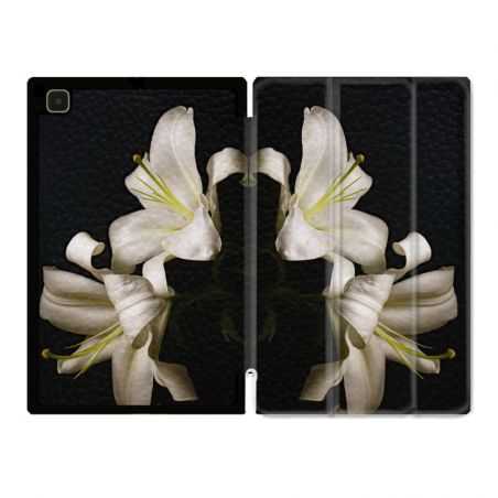 Housse Smart Cover Pour Samsung Galaxy Tab A7 (10.4) Fleur Lys Noir