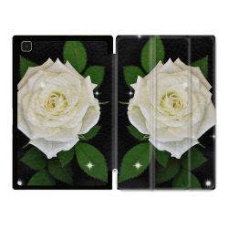Housse Smart Cover Pour Samsung Galaxy Tab A7 (10.4) Fleur Rose Blanche