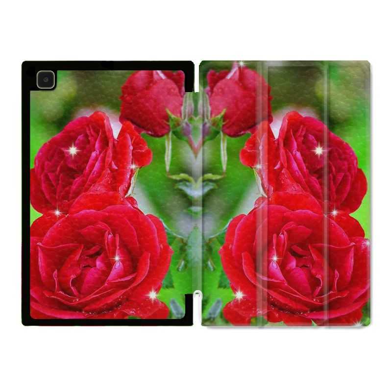 Housse Smart Cover Pour Samsung Galaxy Tab A7 (10.4) Fleur Rose Rouge