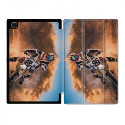 Housse Smart Cover Pour Samsung Galaxy Tab A7 (10.4) Moto Cross Blanc