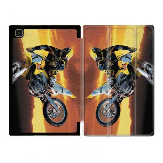 Housse Smart Cover Pour Samsung Galaxy Tab A7 (10.4) Moto Cross Noir