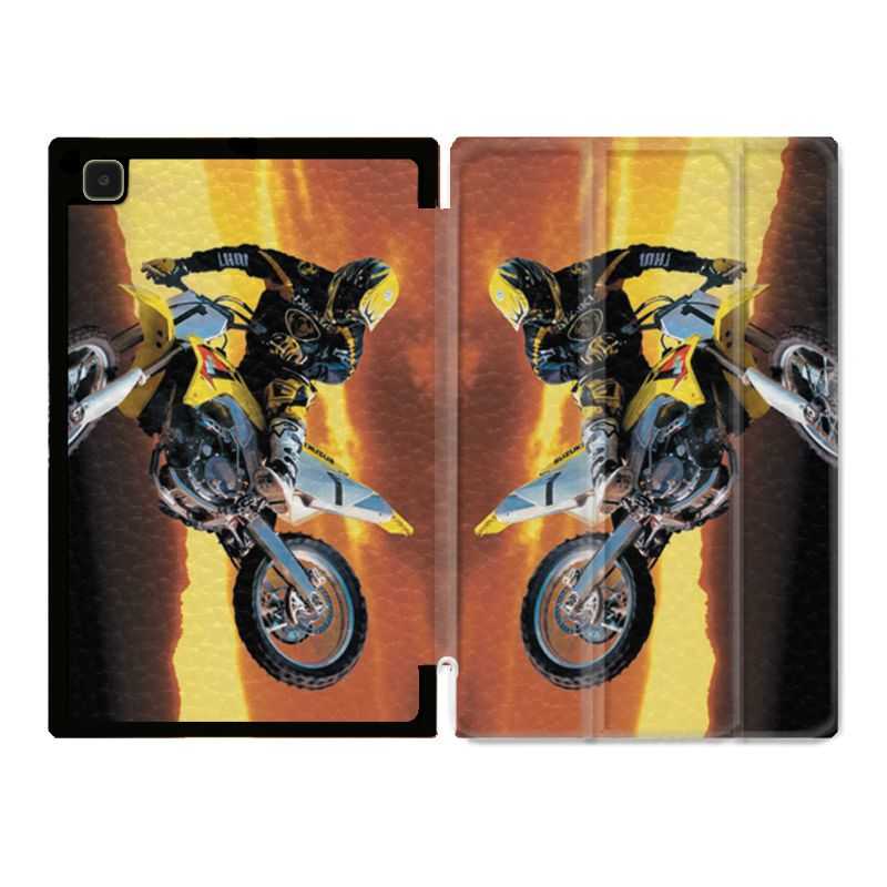 Housse Smart Cover Pour Samsung Galaxy Tab A7 (10.4) Moto Cross Noir