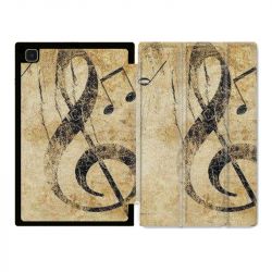 Housse Smart Cover Pour Samsung Galaxy Tab A7 (10.4) Musique Clé Sol Vintage